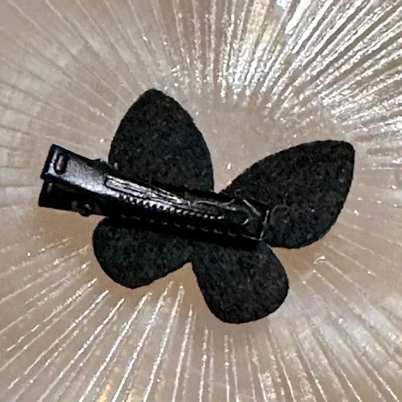 Small Taupe & Black Crystal Rhinestone Butterfly Hair Clip - Picture 3 of 3